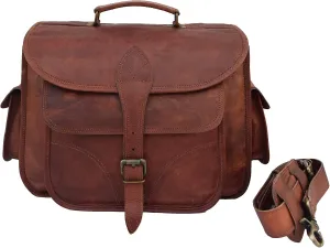 13 Inches Vintage Leather DSLR Camera Bag Compatible For Sony Nikon Canon Olympus SLR & Its lenses Satchel Messenger Bag Unisex