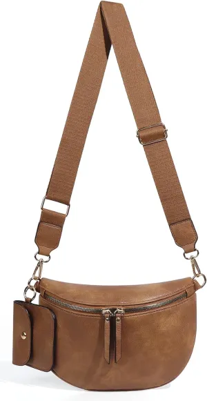 2 Pcs Checkered Crossbody Bags for Women Bum Bag Checkered Cross Body Sling Backpack Hobo Satchels Shoulder Wallet Purses