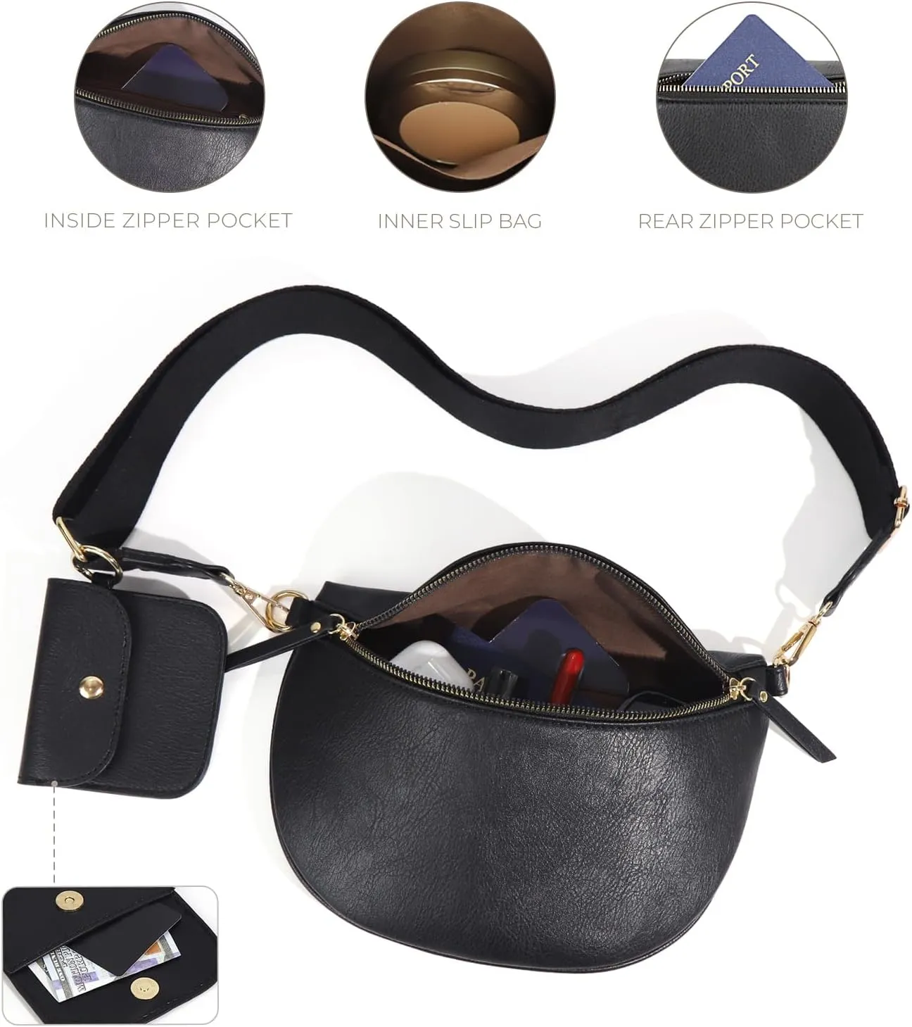 2 Pcs Checkered Crossbody Bags for Women Bum Bag Checkered Cross Body Sling Backpack Hobo Satchels Shoulder Wallet Purses