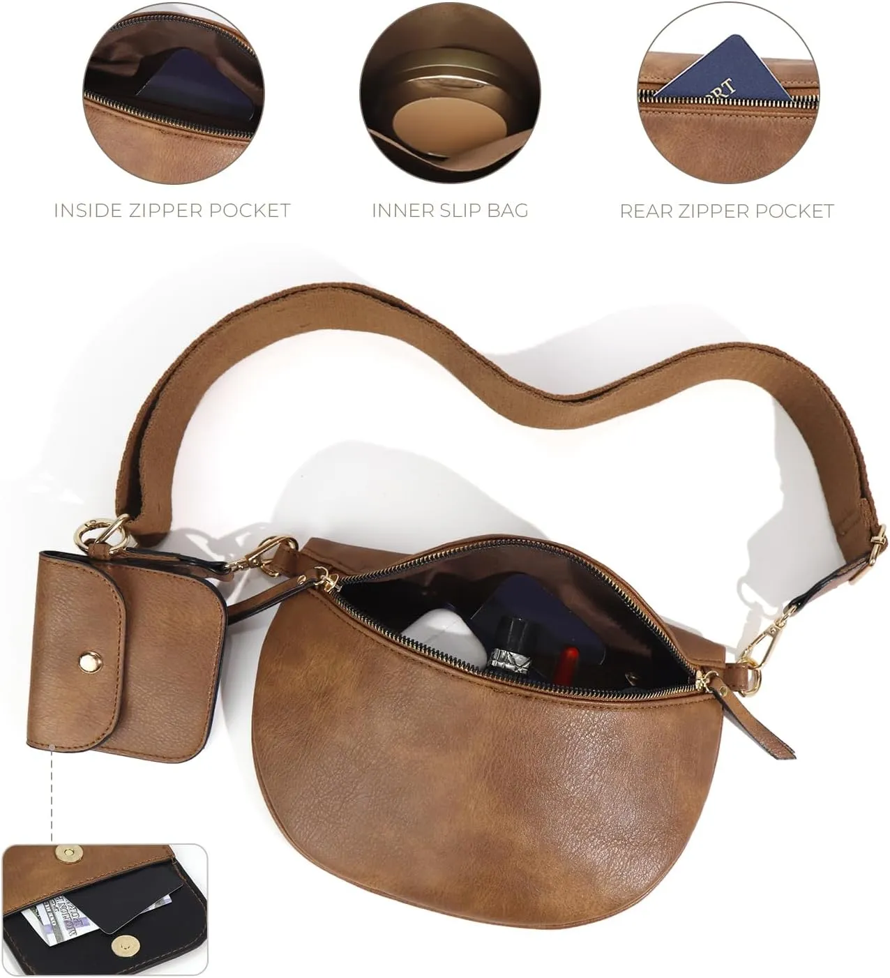 2 Pcs Checkered Crossbody Bags for Women Bum Bag Checkered Cross Body Sling Backpack Hobo Satchels Shoulder Wallet Purses