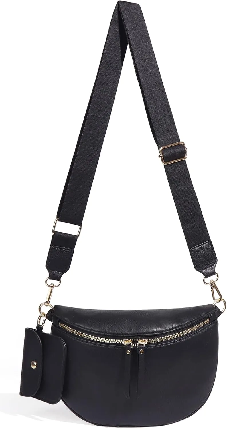 2 Pcs Checkered Crossbody Bags for Women Bum Bag Checkered Cross Body Sling Backpack Hobo Satchels Shoulder Wallet Purses