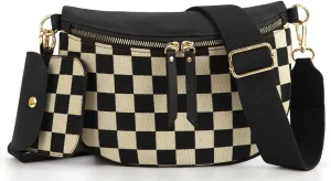 2 Pcs Checkered Crossbody Bags for Women Bum Bag Cute Cross Body Sling Backpack Hobo Satchels Shoulder Wallet Purses 2025