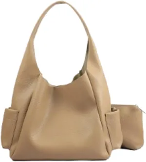 2 Pcs Slouchy PU Leather Bucket Bag Women Crescent Shoulder Bag Cute Hobo Bags Crossbody Purse Satchels Trendy Tote Handbag