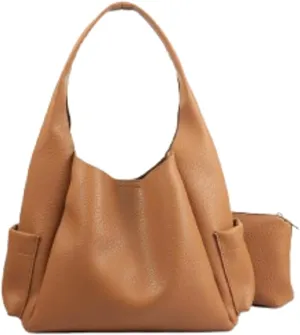 2 Pcs Slouchy PU Leather Bucket Bag Women Crescent Shoulder Bag Cute Hobo Bags Crossbody Purse Satchels Trendy Tote Handbag