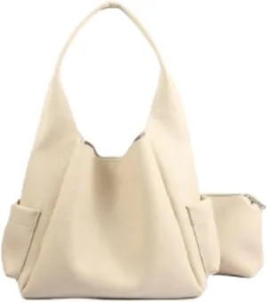 2 Pcs Slouchy PU Leather Bucket Bag Women Crescent Shoulder Bag Cute Hobo Bags Crossbody Purse Satchels Trendy Tote Handbag