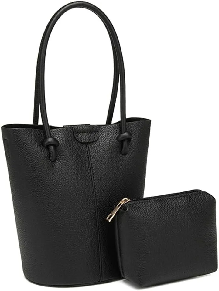 2 Pcs Slouchy PU Leather Bucket Bag Women Trendy Crescent Shoulder Hobo Bags Crossbody Purse Travel Satchels Bag Tote 2025