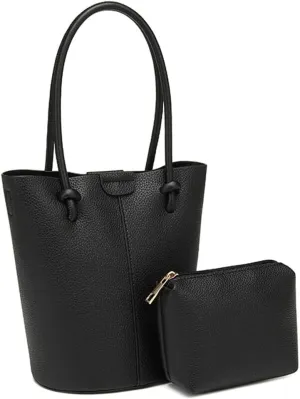 2 Pcs Slouchy PU Leather Bucket Bag Women Trendy Crescent Shoulder Hobo Bags Crossbody Purse Travel Satchels Bag Tote 2025