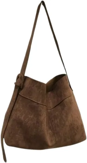2 Pcs Slouchy Suede Bucket Bag Women Crescent Shoulder Bag Satchels Crossbody Purse Hobo Bags Top-handle Tote Handbag