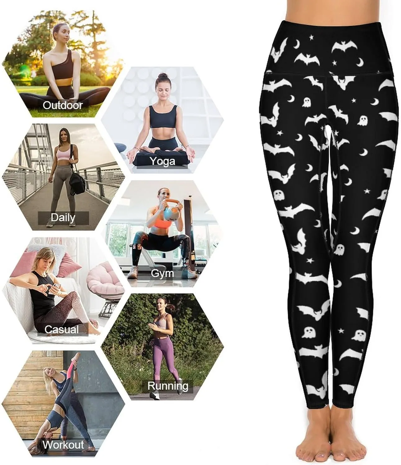 80s Women's High Waist Tummy Control Yoga Pants 90s with Pockets Sports Fitness Leggings