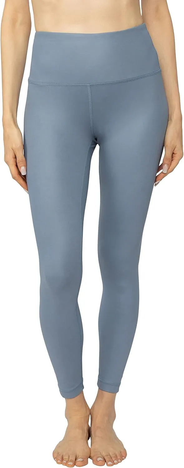 90 Degree By Reflex Womens High Waist High Shine Faux Leather Ankle Leggings