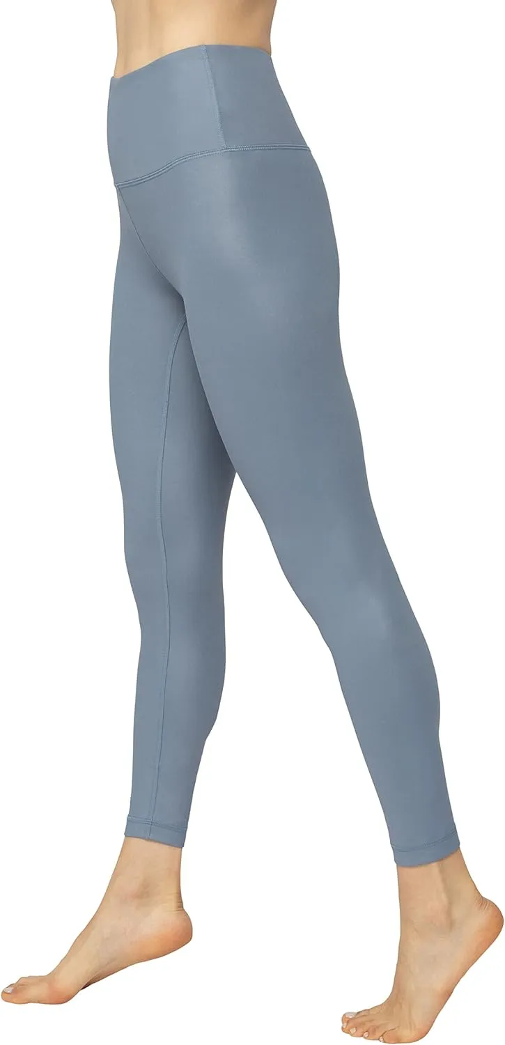 90 Degree By Reflex Womens High Waist High Shine Faux Leather Ankle Leggings