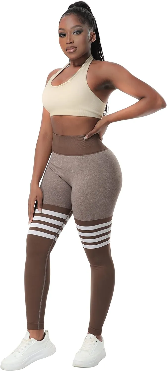 A AGROSTE Seamless Workout Leggings for Women Scrunch Butt Lifting Leggings Booty High Waisted Yoga Pants