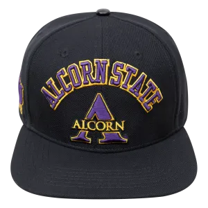 ALCORN STATE UNIVERSITY STACKED LOGO WOOL SNAPBACK HAT (BLACK)