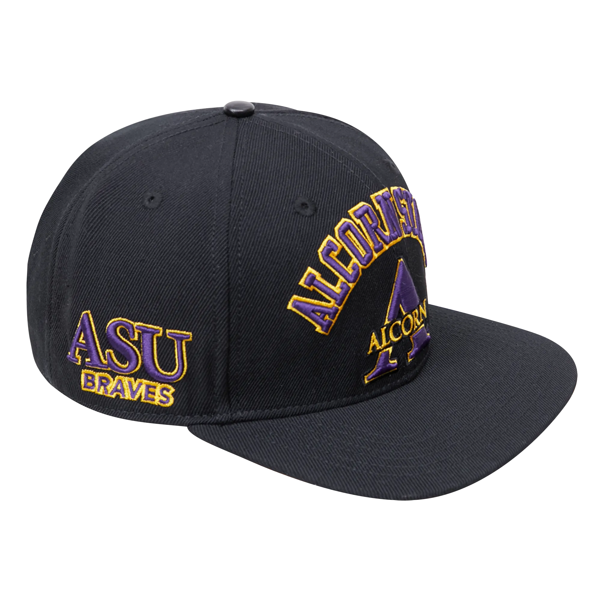 ALCORN STATE UNIVERSITY STACKED LOGO WOOL SNAPBACK HAT (BLACK)