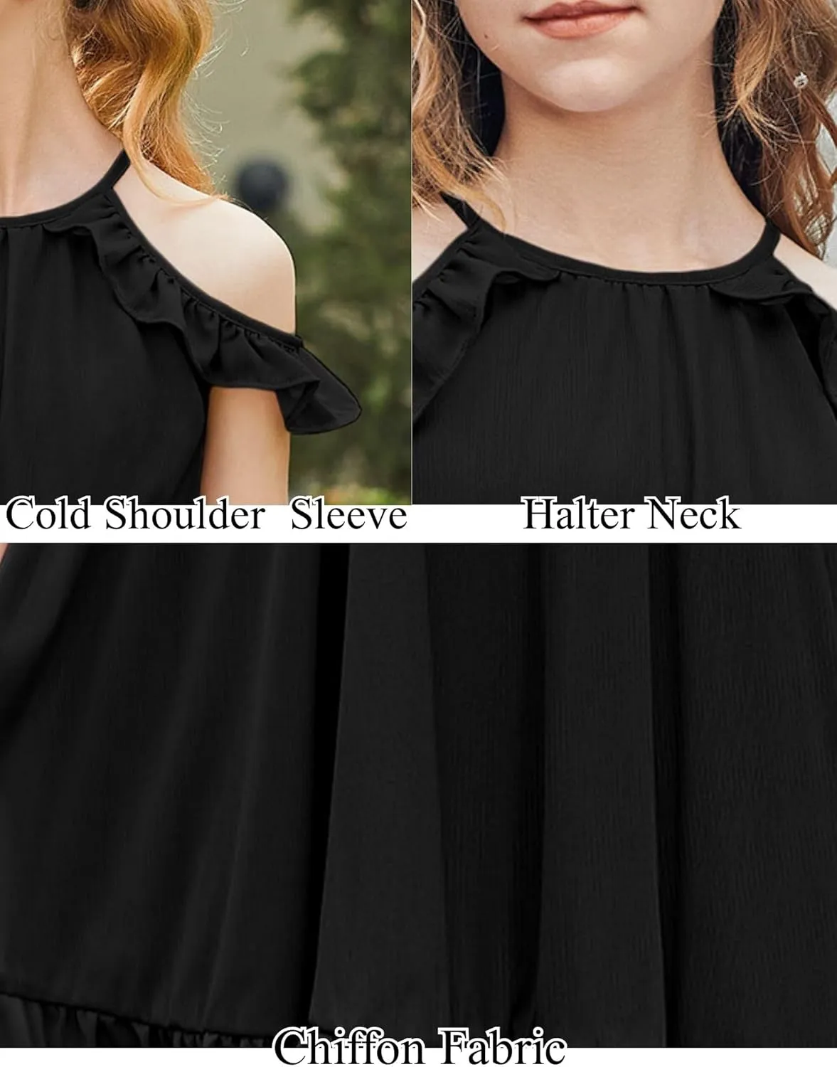Arshiner Girls Dress Halter Neck Ruffle Sleeveless Formal Party Casual Summer Sundress for 5-14 Years