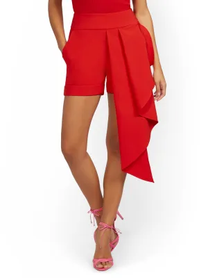 Asymmetrical Drape-Front Short