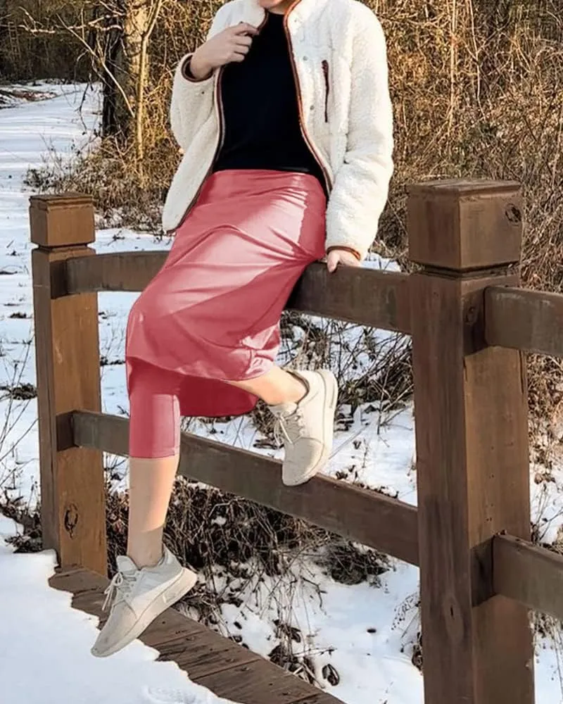 Aurgelmir Womens Tennis Skirt with Capris Leggings Golf Knee Length Skorts Athletic Long Skirts for Women with Pockets
