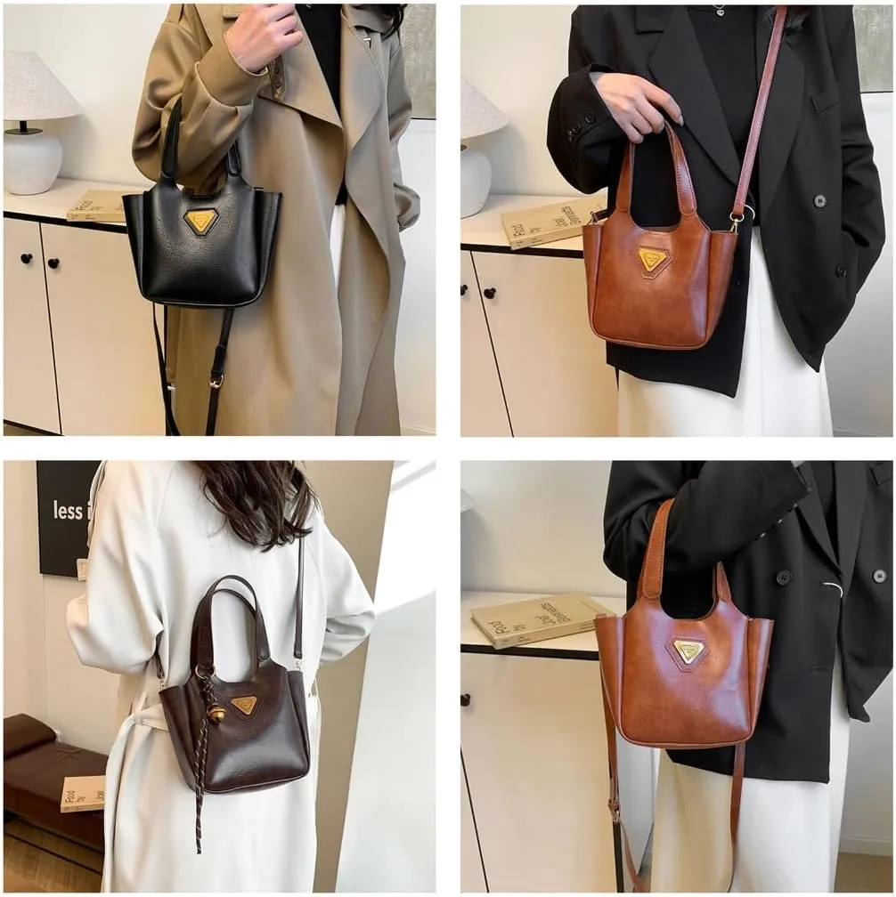 Autumn Winter Crossbody Bag for Women PU Leather Shoulder Bag Korean Styles Messengers Bag Bucket Bag Trendy Handbag