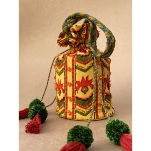 Baise Gaba Yellow Potli Baise Gaba Yellow Embroidered Potli