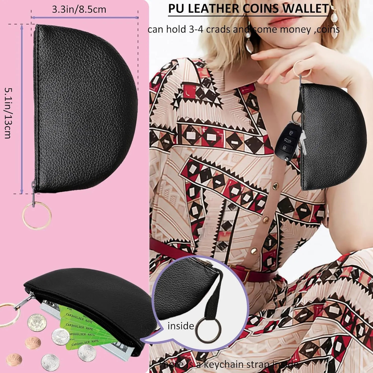 BIHRTC Wrist Strap Key Chains Keychain Wallet Lanyad Wristlet Portable Mini Coin Pocket for Women