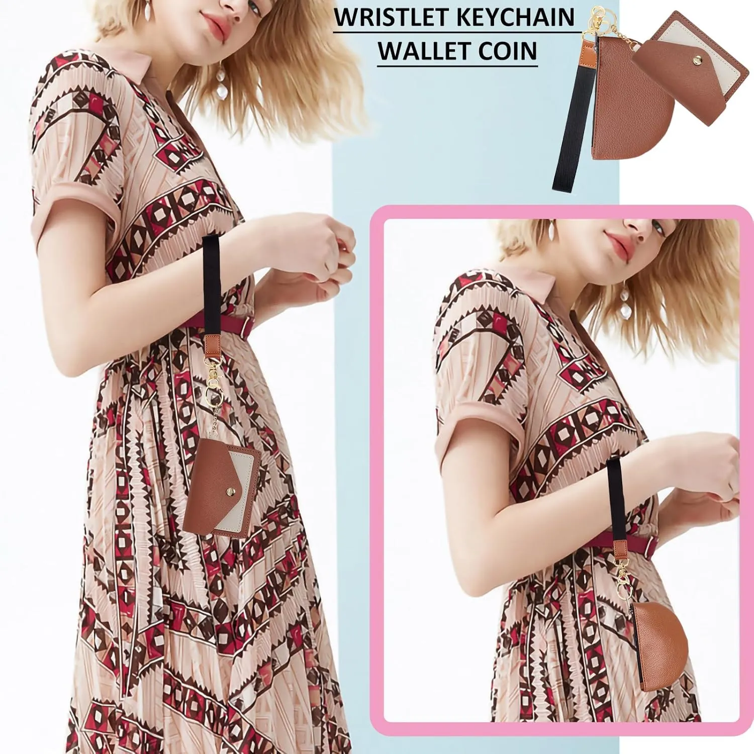 BIHRTC Wrist Strap Key Chains Keychain Wallet Lanyad Wristlet Portable Mini Coin Pocket for Women