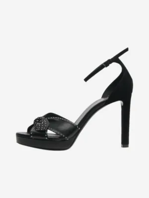 Black studded suede and leather sandals - size EU 38.5