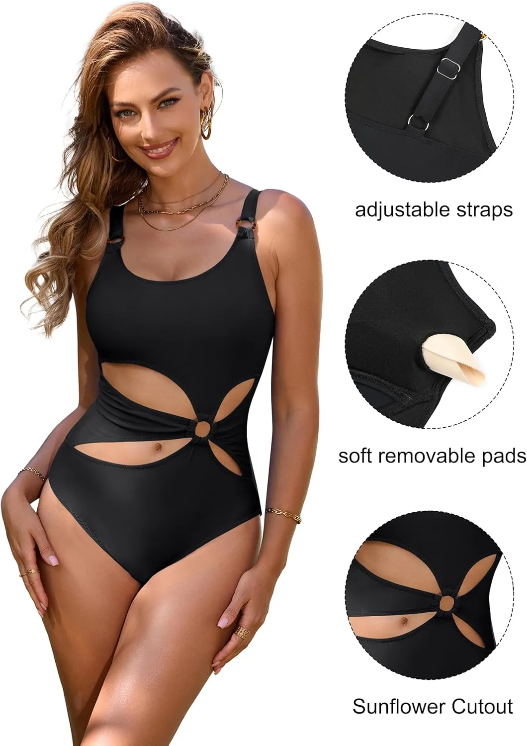 Blooming Jelly Womens Sexy One Piece Swimsuit Cut Out Monokini Swimsuits Slimming Bathing Suit Cheeky High Cut Swimwear