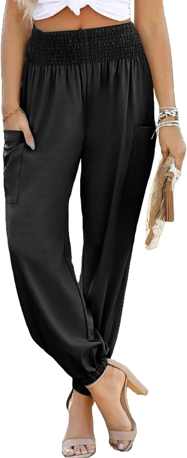 Boho Pants for Women Harem Pants High Waist Cargo Pant Summer Loose Trousers Business Casual Trousers Elephant Trouser