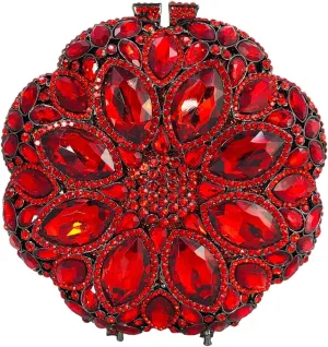 Boutique De FGG Elegant Round Crystal Clutch Evening Bags for Women Formal Party Handbags Bridal Wedding Purse