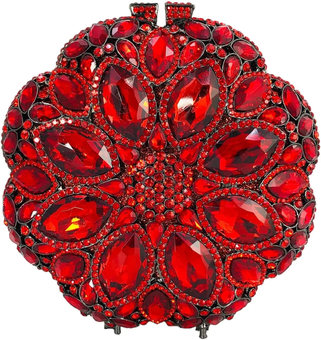 Boutique De FGG Elegant Round Crystal Clutch Evening Bags for Women Formal Party Handbags Bridal Wedding Purse