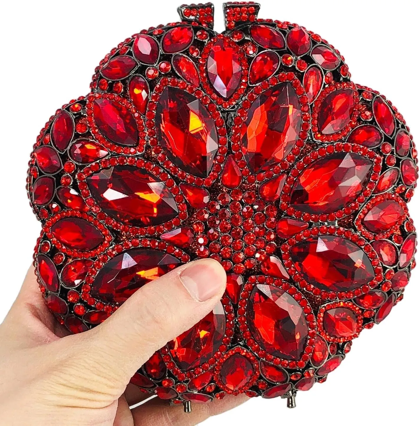 Boutique De FGG Elegant Round Crystal Clutch Evening Bags for Women Formal Party Handbags Bridal Wedding Purse