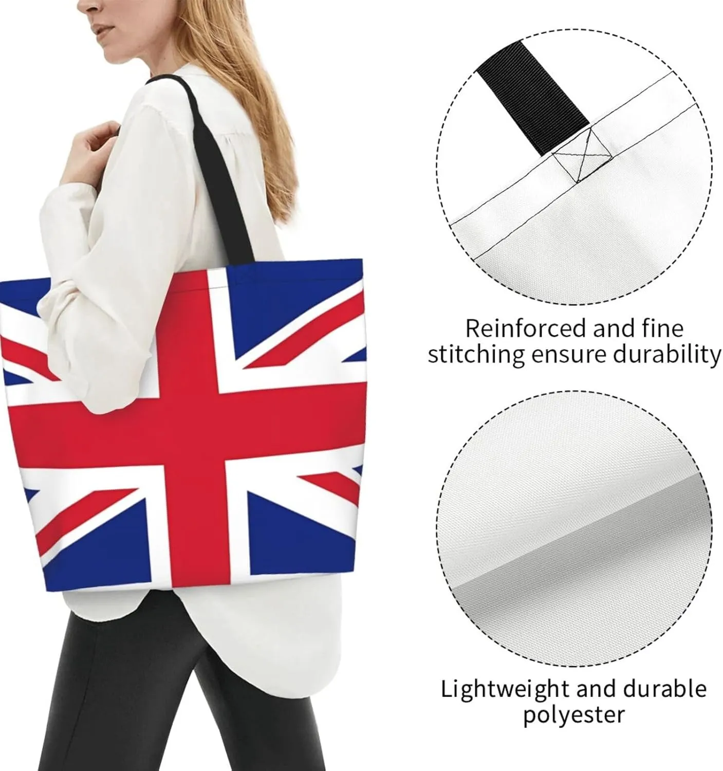 British England UK English Flag Women's Tote Bag Large Capacity Single Shoulder Bags Handbag for Shopping Work
