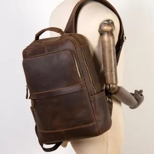 Buffalo Leather Backpack Rucksack Shoulder Bag, Padded Compartment Fits 15 Inch Laptop, Men Women Office Business College Handbag Daypack
