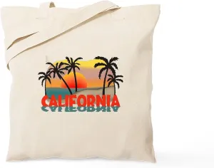 CafePress California Beaches Sunset Tote Bag Reusable Natural Beige Canvas Shopping Bag
