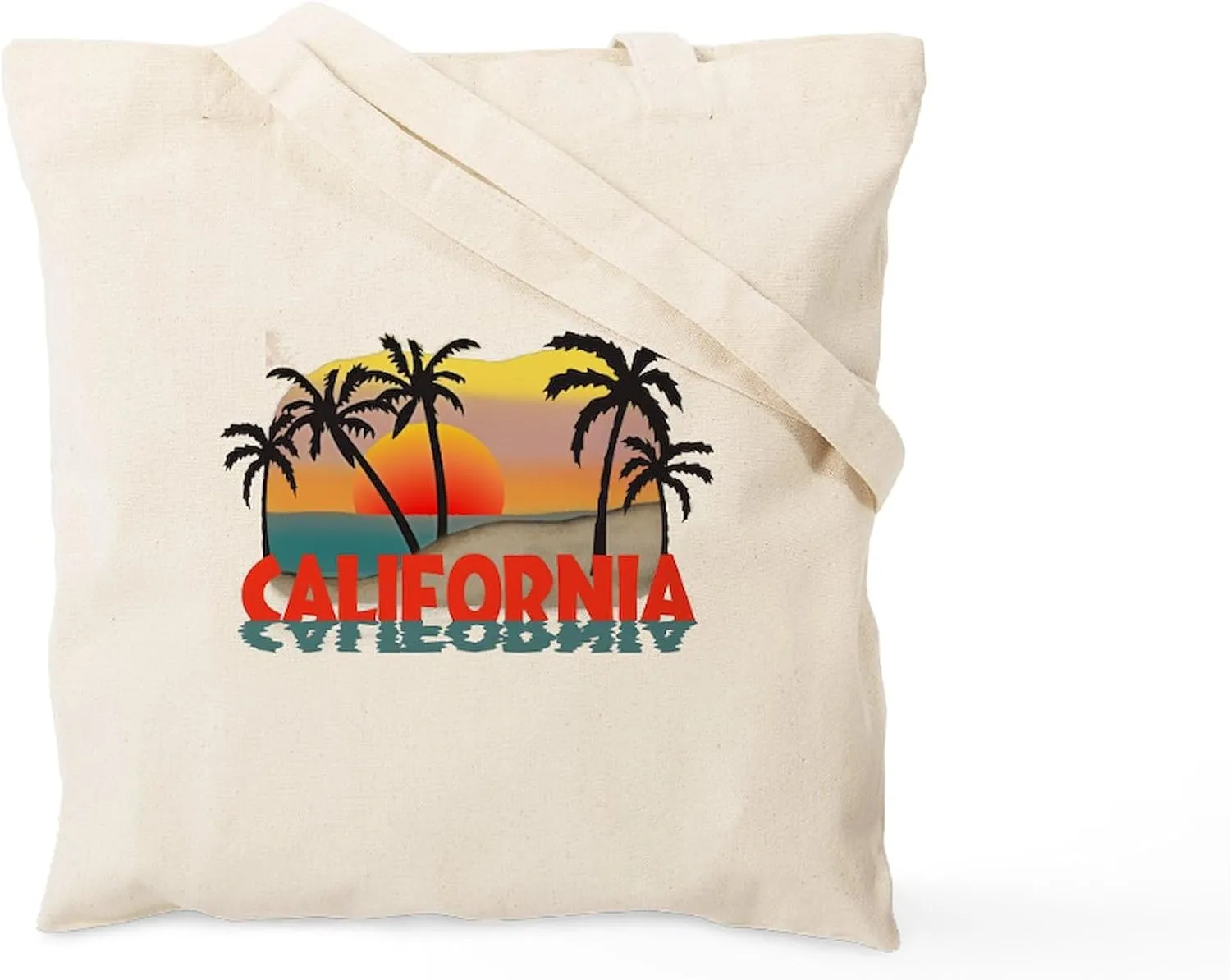 CafePress California Beaches Sunset Tote Bag Reusable Natural Beige Canvas Shopping Bag