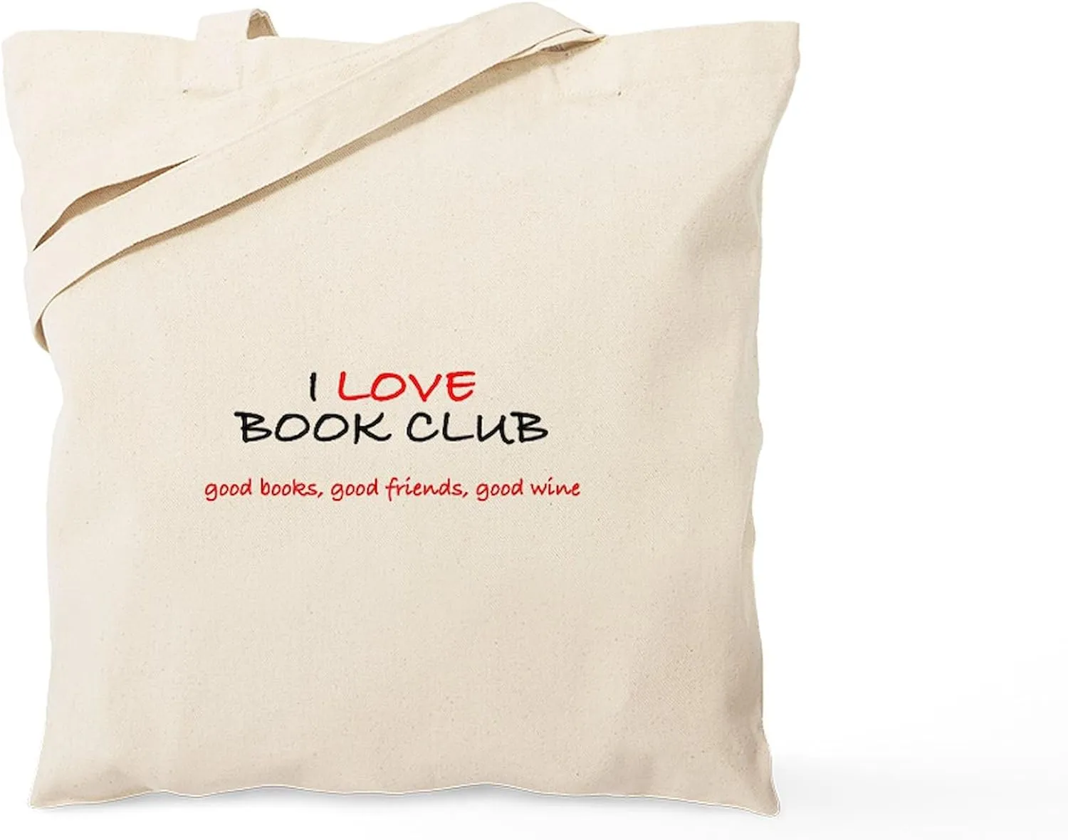 CafePress I Love Book Club Canvas Tote Bag (Original) Reusable Natural Beige Canvas Shopping Bag