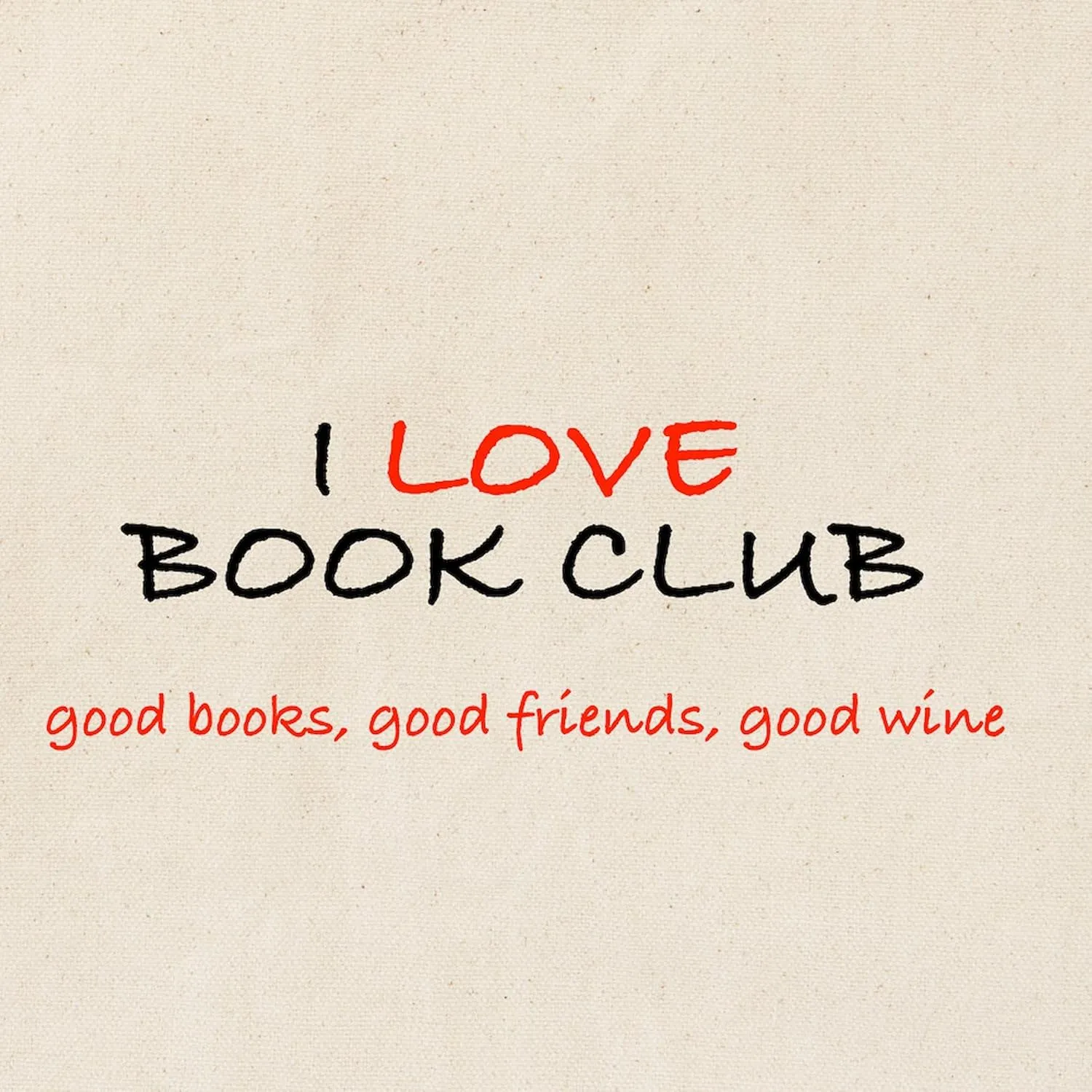 CafePress I Love Book Club Canvas Tote Bag (Original) Reusable Natural Beige Canvas Shopping Bag