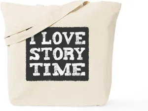 CafePress I Love Story Time Tote Bag Natural Canvas Tote Bag, Reusable Shopping Bag