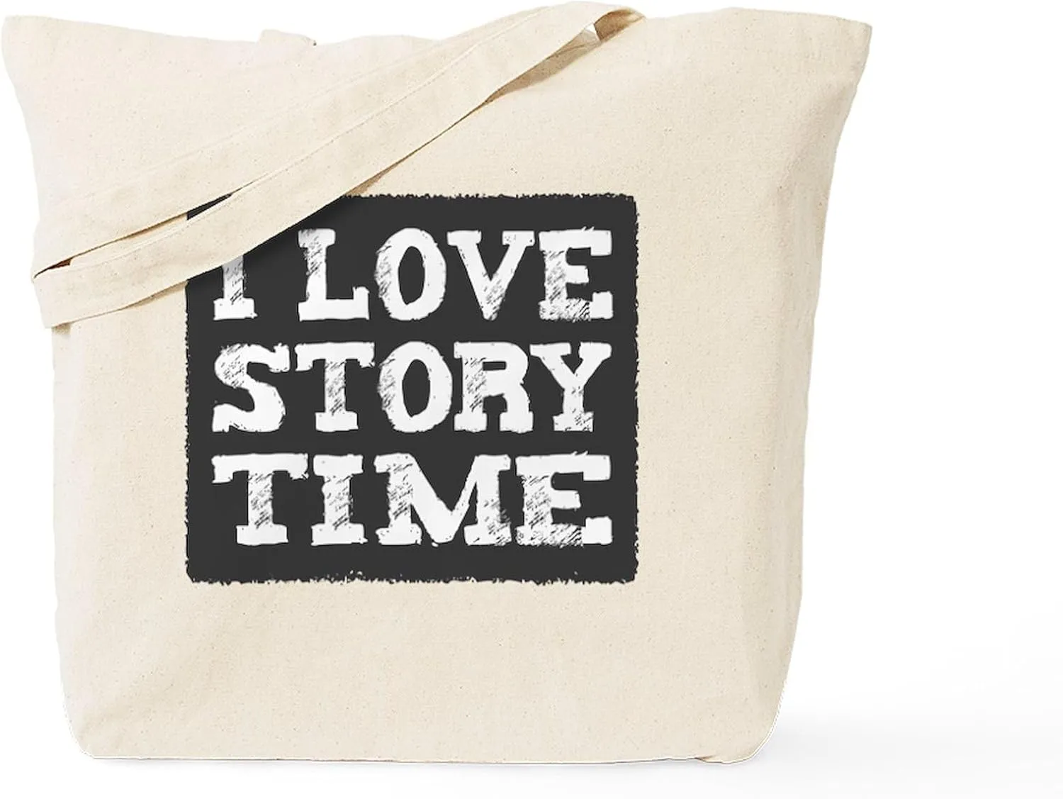 CafePress I Love Story Time Tote Bag Natural Canvas Tote Bag, Reusable Shopping Bag