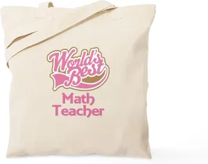 CafePress Math Teacher Gift Tote Bag Reusable Natural Beige Canvas Shopping Bag