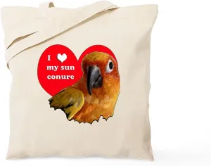 CafePress Sun Conure Love Tote Bag Reusable Natural Beige Canvas Shopping Bag