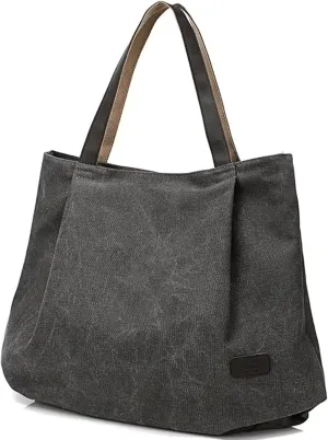 Canvas Tote Bag for Women Casual Shoulder Tote for Lady Hobo Cloth Handbag for Office, Shopping, Vacation, Travel