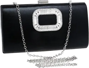 Clutch Purses for Women Stylish Yellow Leather Clutch Bag for Women Evening Shoulder Bag with Chains Diamonds