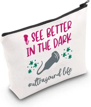 CMNIM Sonography Makeup Bag Ultrasound Technician Gift Sonographer Accessories Pouch I See Better In The Dark (Sonography Better Makeup Bag)