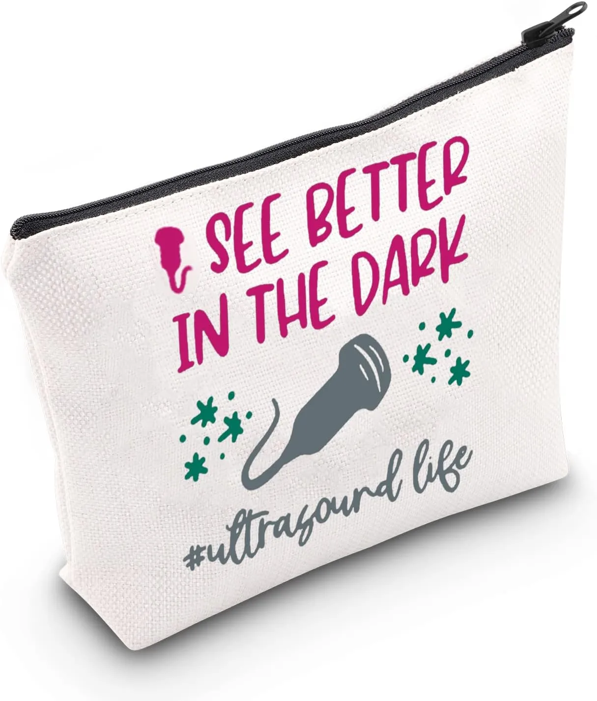 CMNIM Sonography Makeup Bag Ultrasound Technician Gift Sonographer Accessories Pouch I See Better In The Dark (Sonography Better Makeup Bag)