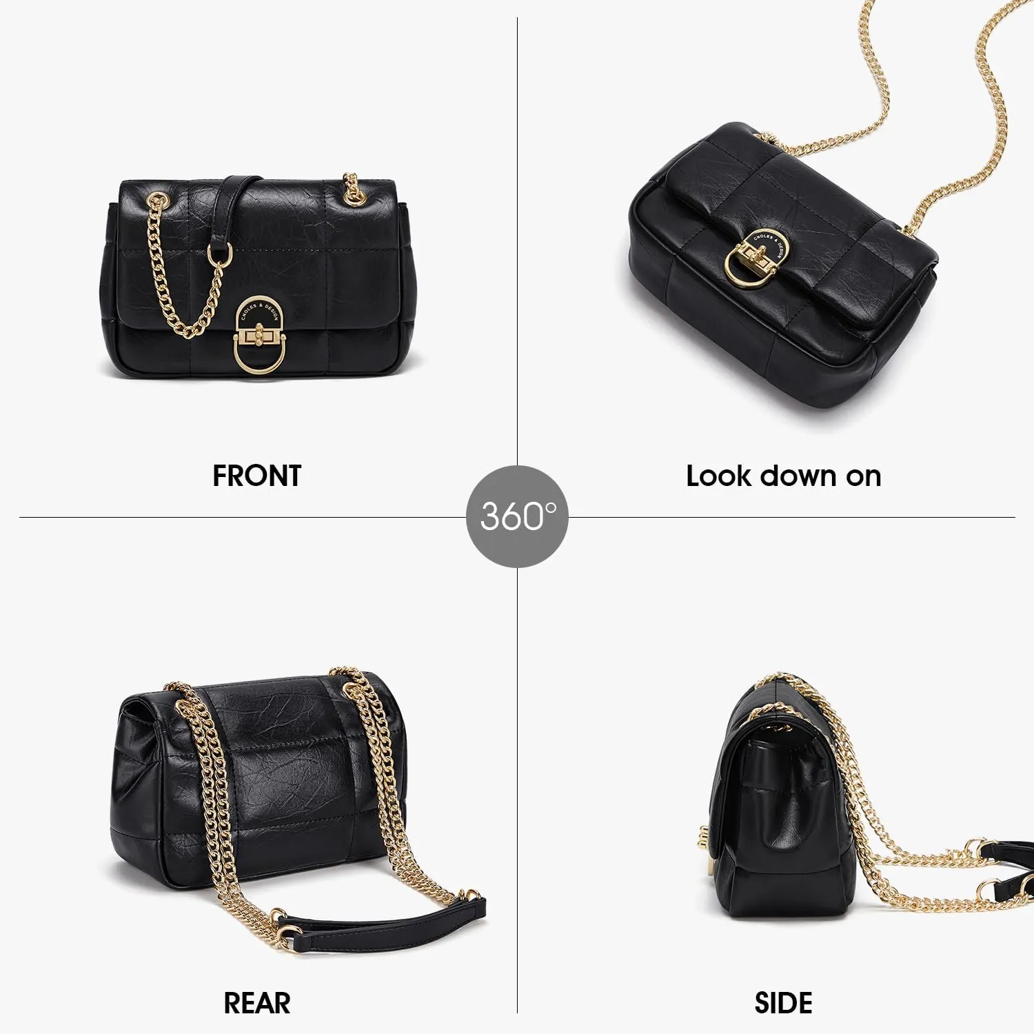 Cnoles Crossbody Bags for Women Fashion Leather Shoulder Bag with Chain Strap Trendy Clutch Purse Satchel Purse Handbag