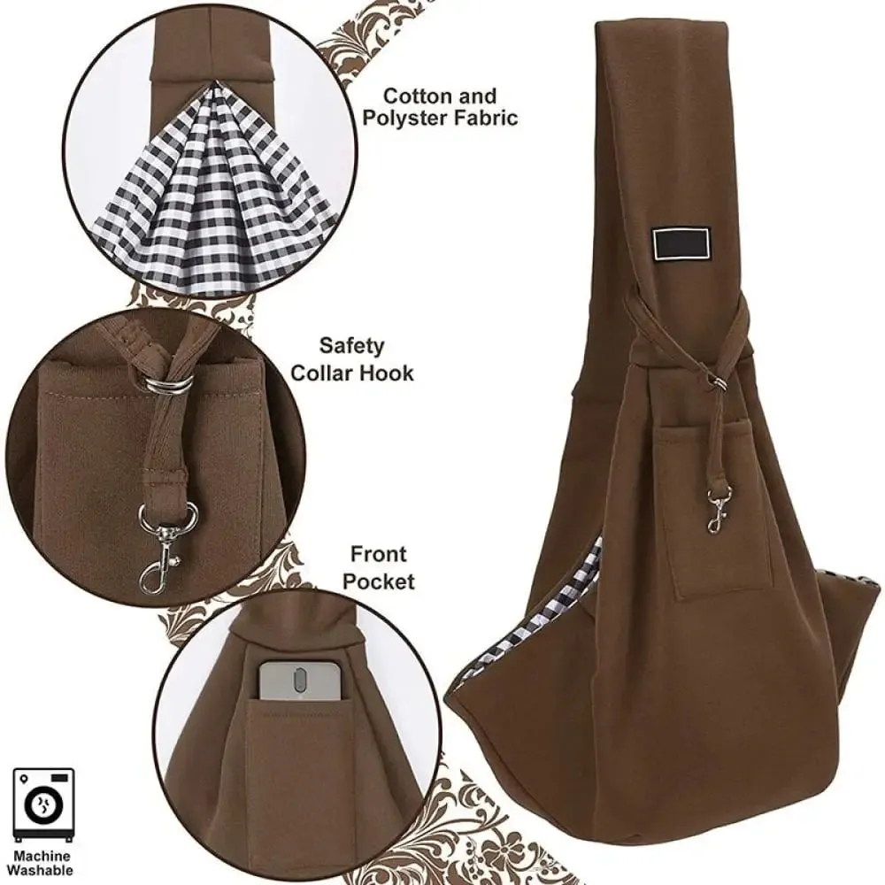 Comfortable Wide Shoulder Strap Secure Hook Pet Carrier Sling Bag for Small Dogs