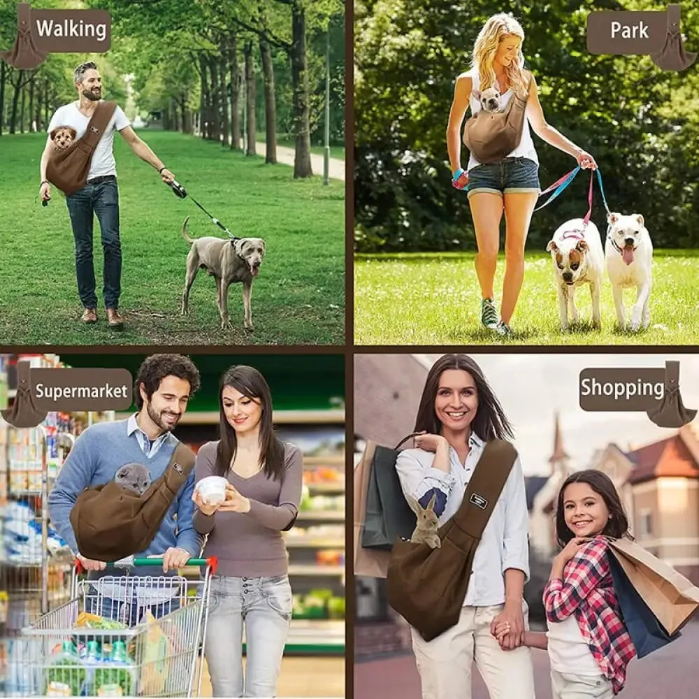 Comfortable Wide Shoulder Strap Secure Hook Pet Carrier Sling Bag for Small Dogs