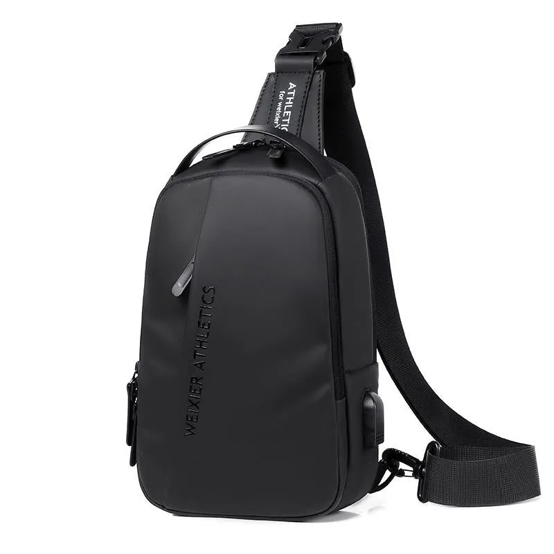 Compact Shoulder Sling USB Crossbody Chest Bag For Men