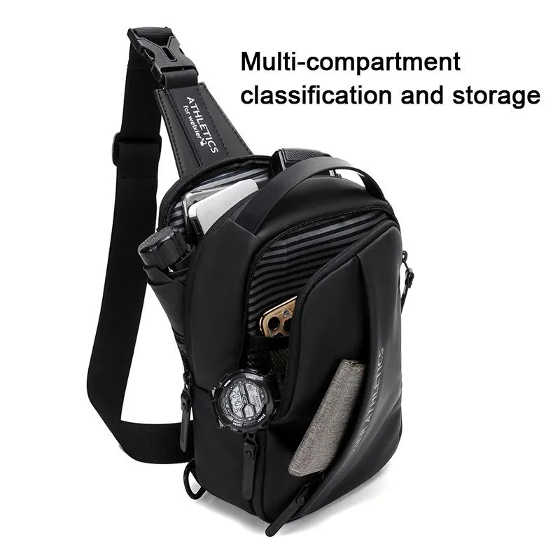 Compact Shoulder Sling USB Crossbody Chest Bag For Men